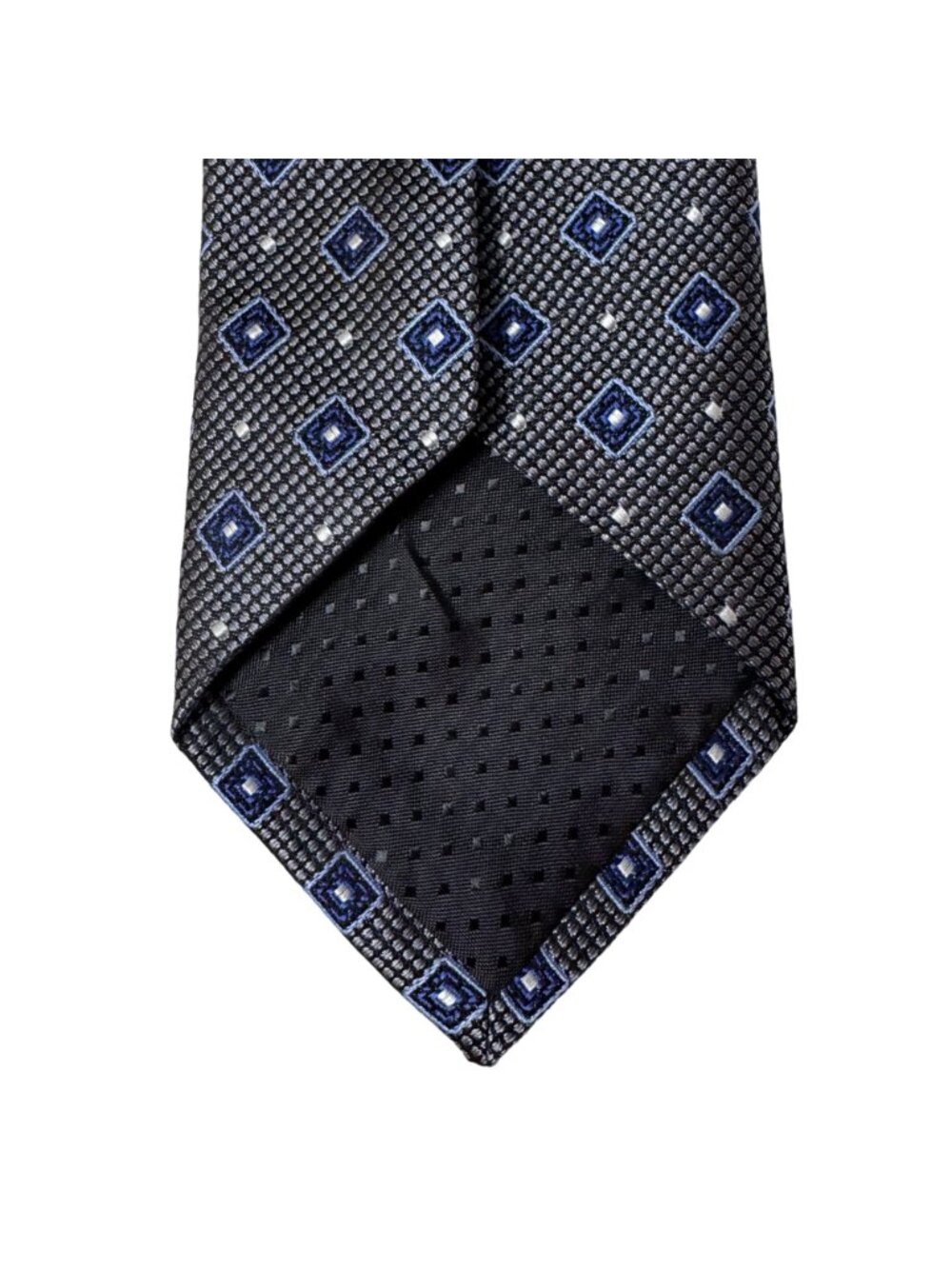 Mens Wearhouse Pronto Uomo Platinum Tie Gray & Blue Diamond Pattern Handmade 60" - Picture 6 of 10